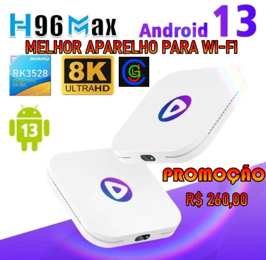 TV BOX, H96MAX M1 Smart TV Box Android 13 Rockchip 3528 Quad Core suporte 4K