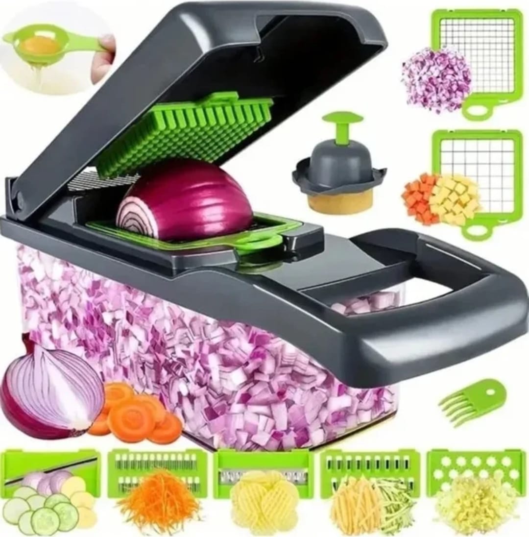 Chopper Vegetal Multifuncional com Alça, Cebola Slicer, Grelha de Alimentos, Cozinha, Cortar Dicer, Corte, 14 em 1, 16 em 1