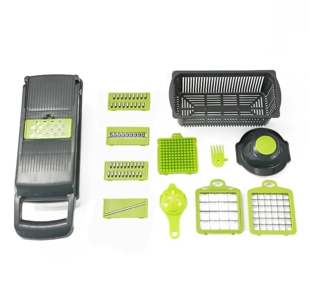 Chopper Vegetal Multifuncional com Alça, Cebola Slicer, Grelha de Alimentos, Cozinha, Cortar Dicer, Corte, 14 em 1, 16 em 1