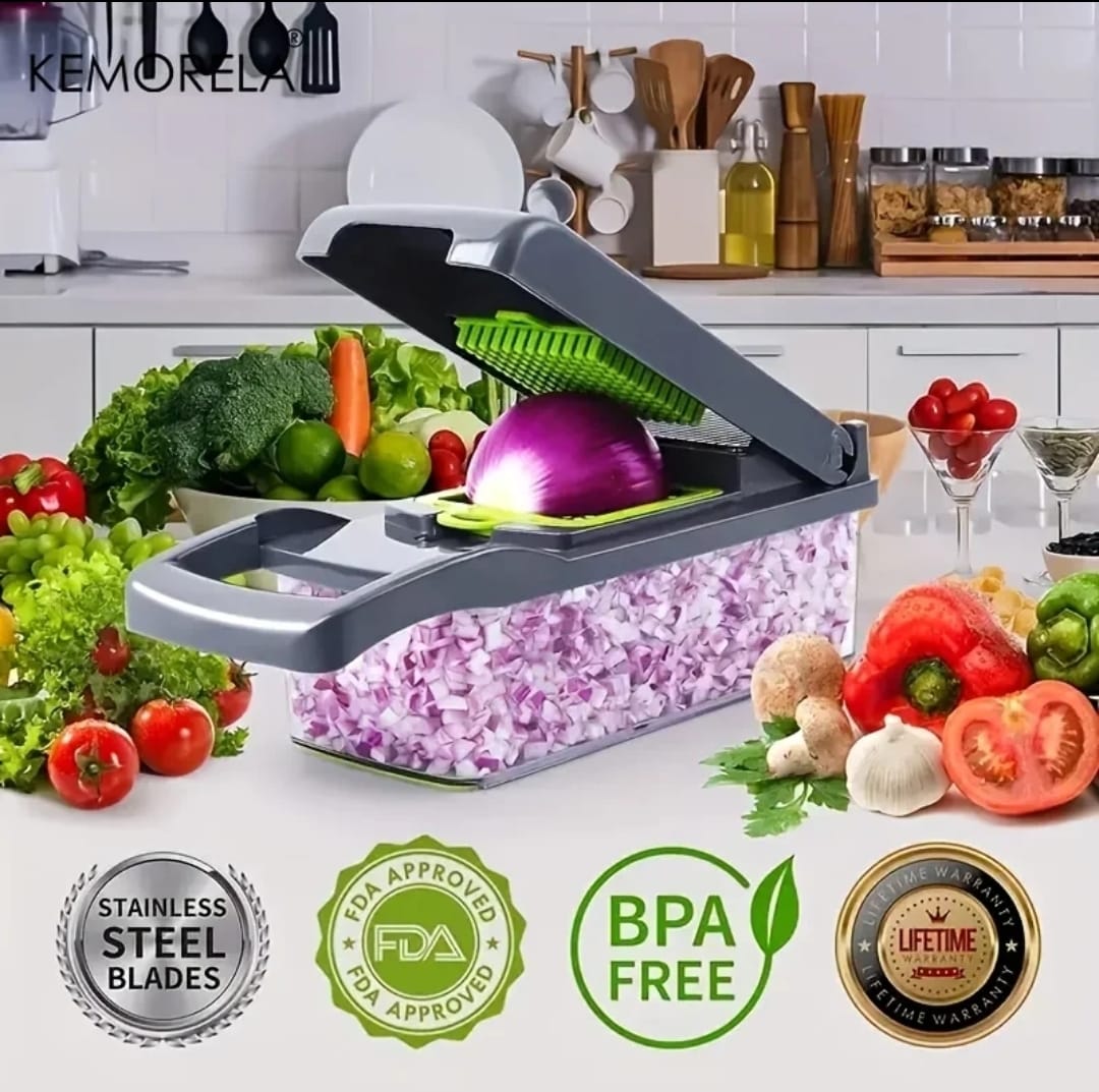 Chopper Vegetal Multifuncional com Alça, Cebola Slicer, Grelha de Alimentos, Cozinha, Cortar Dicer, Corte, 14 em 1, 16 em 1