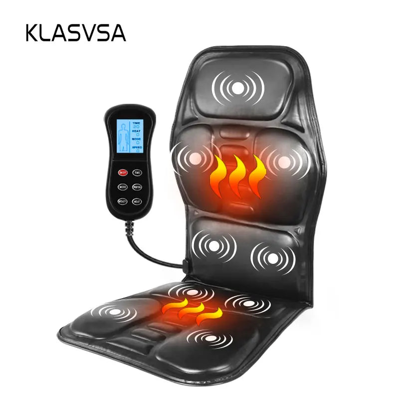 KLASVSA Massageador Elétrico de Costas Cadeira de Massagem Almofada Aquecimento Vibrador Carro Casa Escritório Lombar Pescoço Colchão Alívio da Dor