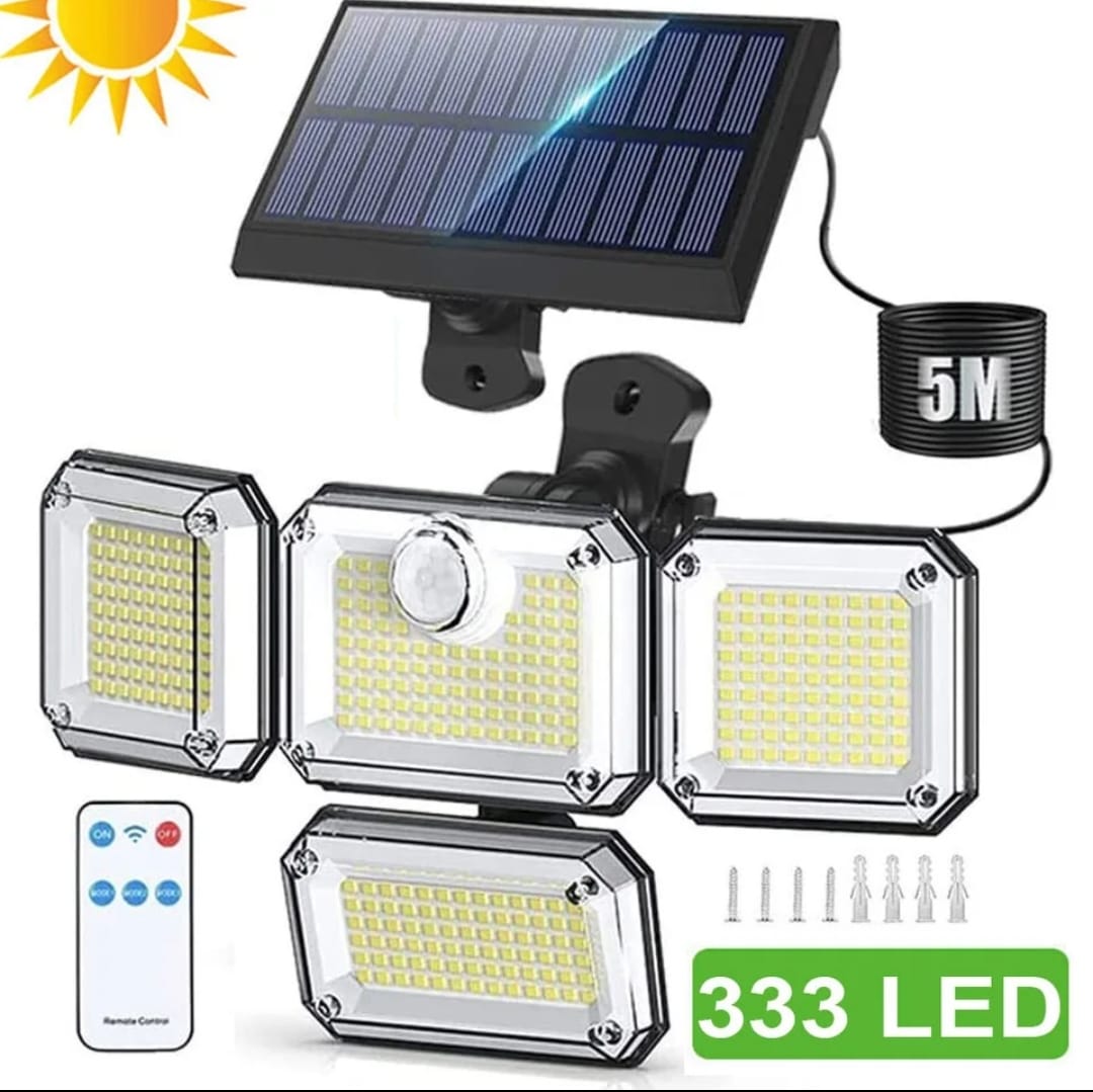 Impermeável Solar Powered Outdoor Light, Motion Sensor Security Street Lamp, Sconce Spotlights para decoração do jardim, 2000LM, 333 LED