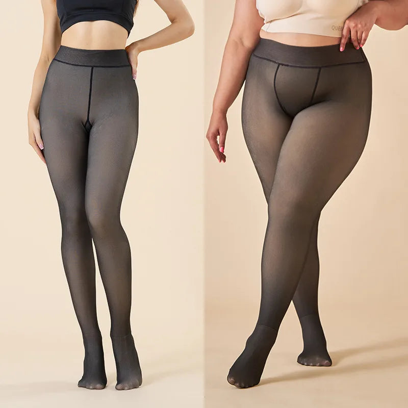 Meias-calças térmicas grossas leggings femininas inverno lã veludo meias térmicas cintura alta elástica fina sexy translúcida meia-calça