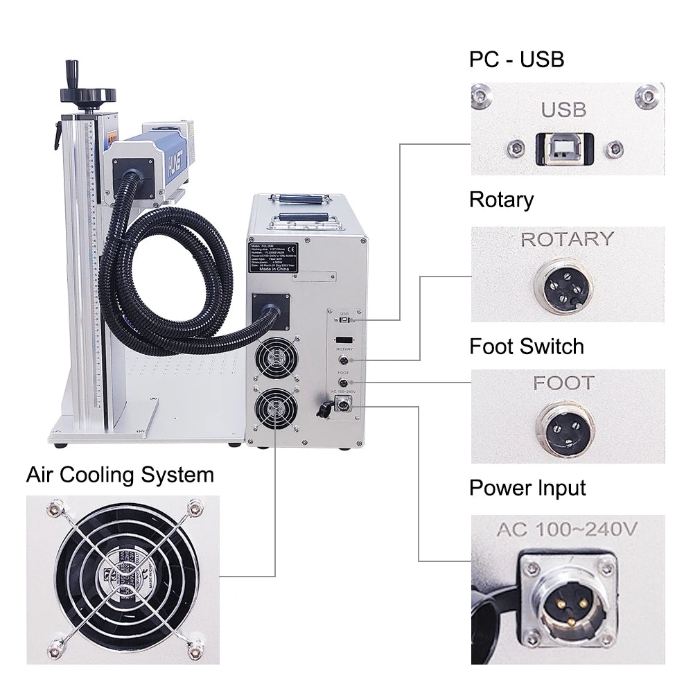 Máquina de marcação a laser de fibra Raycus MAX, Hunst 50W 30W para joias DIY, ouro, prata, anel, pulseira, máquina de corte de metal e gravação