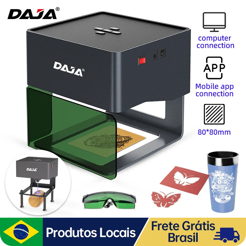 Daja dj6 mini gravador a laser portátil diy máquina bluetooth pintado tag de cachorro papel couro madeira plástico logotipo cnc máquina