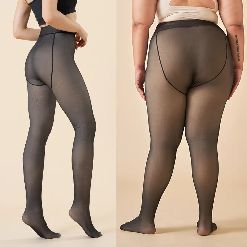 Meias-calças térmicas grossas leggings femininas inverno lã veludo meias térmicas cintura alta elástica fina sexy translúcida meia-calça