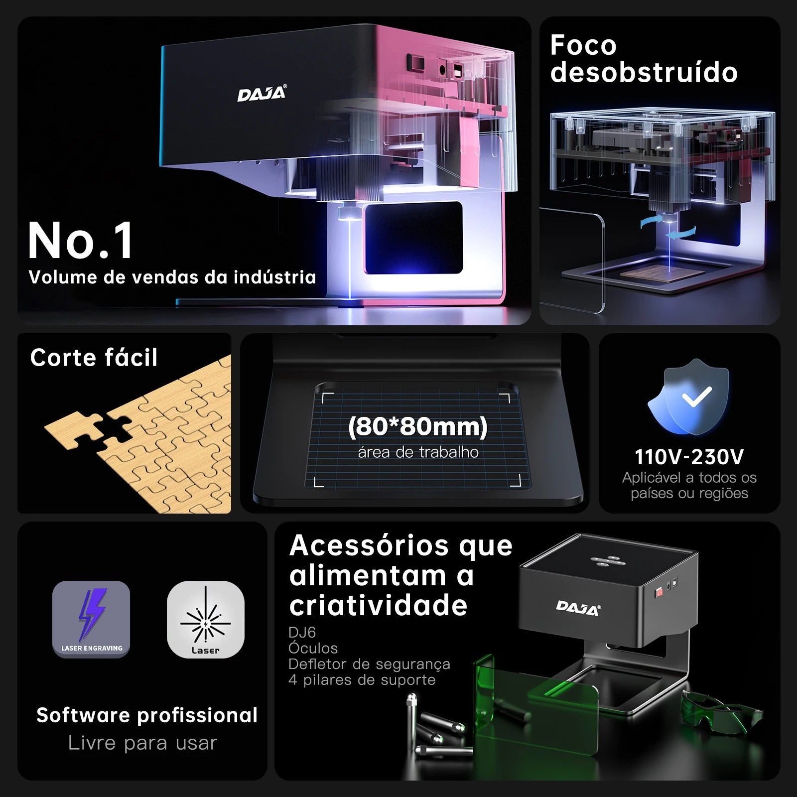 Daja dj6 mini gravador a laser portátil diy máquina bluetooth pintado tag de cachorro papel couro madeira plástico logotipo cnc máquina