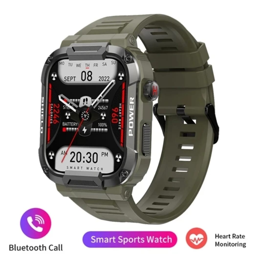 Relógio inteligente militar robusto masculino para Android IOS Ftiness Watches IP68 à prova d'água 1,85'' AI Voice Bluetooth Call Smartwatch