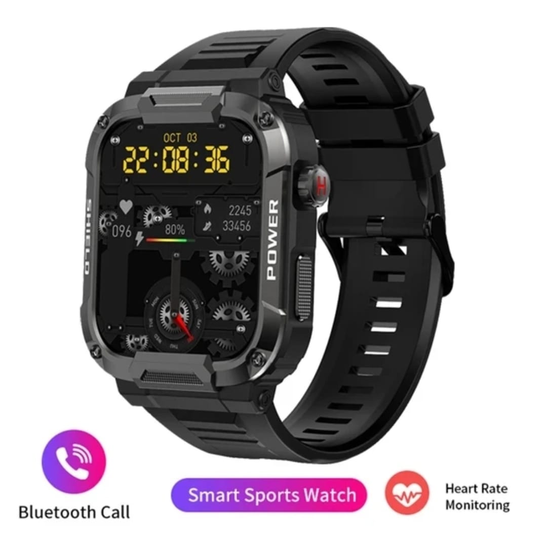 Relógio inteligente militar robusto masculino para Android IOS Ftiness Watches IP68 à prova d'água 1,85'' AI Voice Bluetooth Call Smartwatch