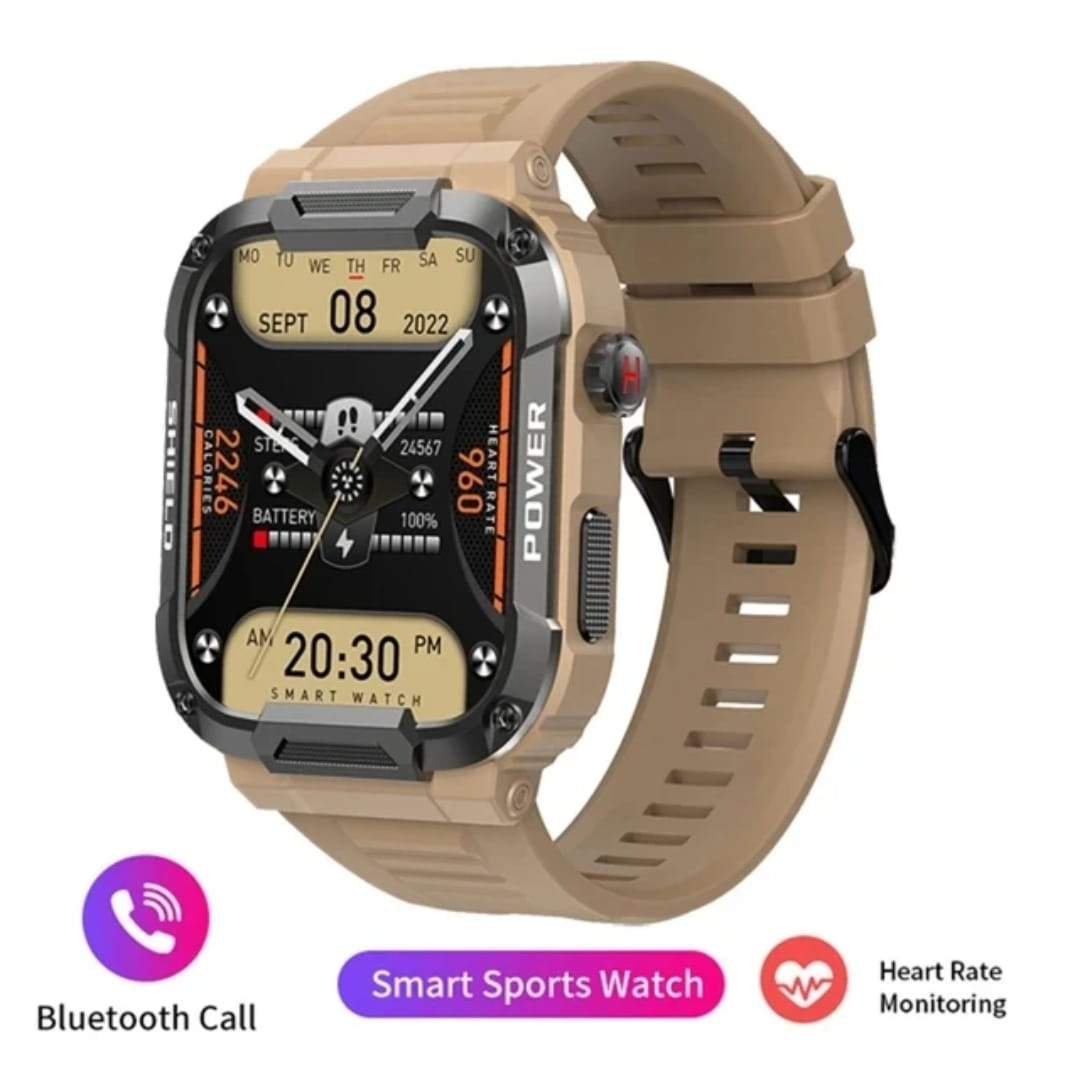 Relógio inteligente militar robusto masculino para Android IOS Ftiness Watches IP68 à prova d'água 1,85'' AI Voice Bluetooth Call Smartwatch