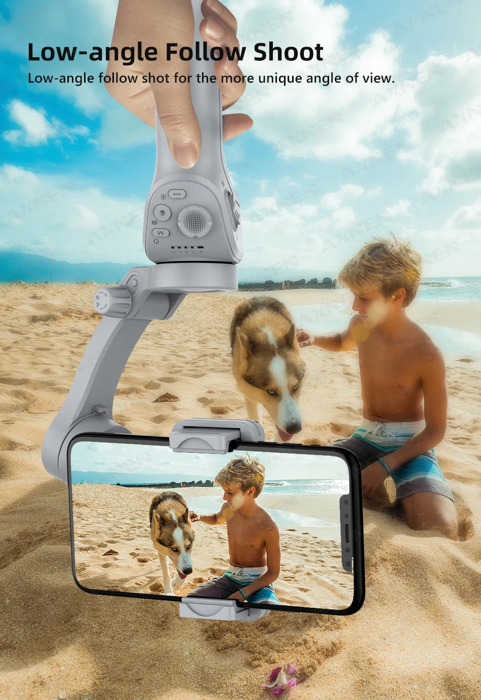 Pau de Selfie Estabilizador portátil gimbal de 3 eixos HQ6 para celular, com luz de preenchimento