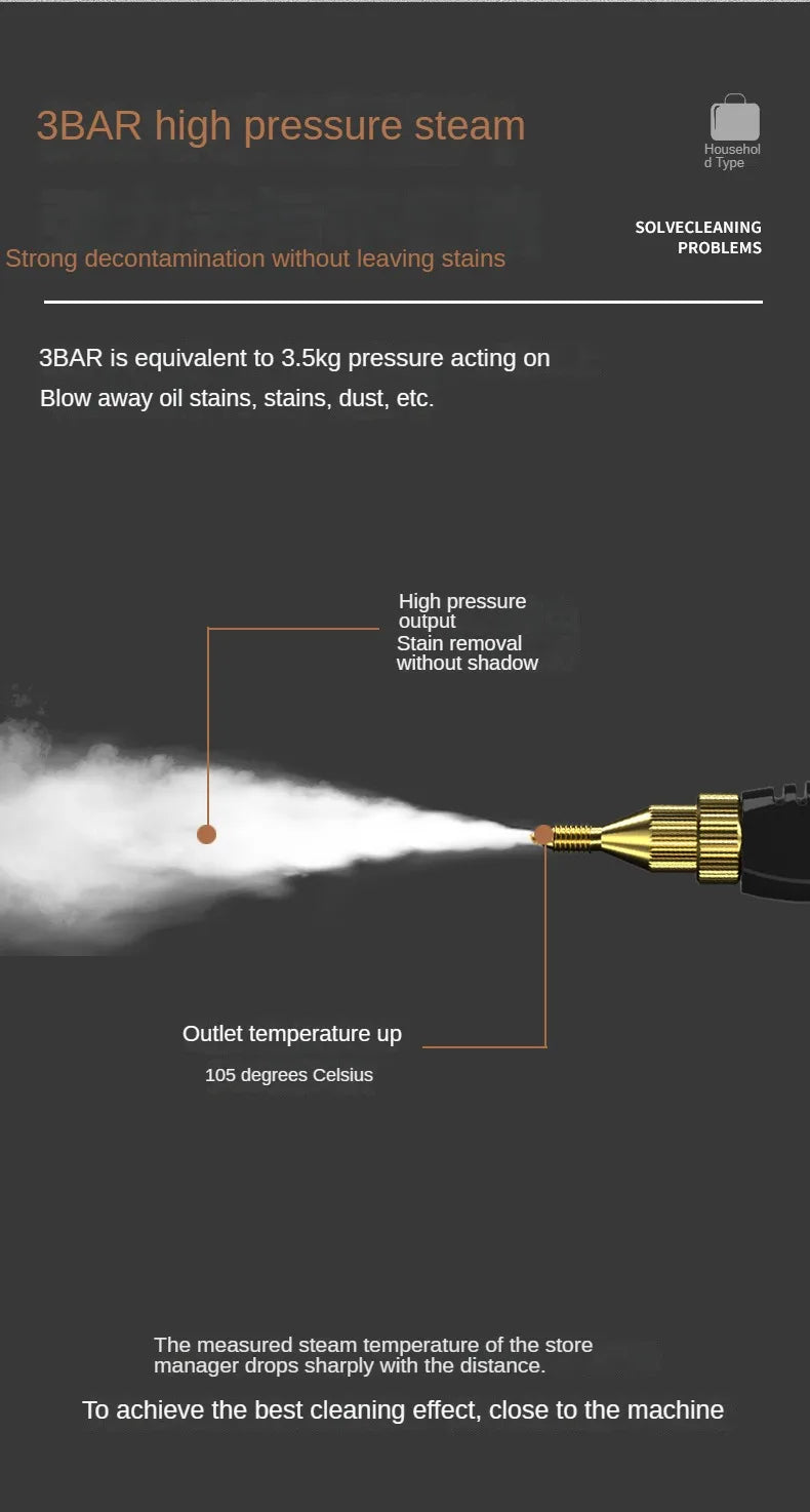 Limpador a vapor, esterilização em alta temperatura, ar condicionado, exaustor de cozinha, casa/carro, limpador a vapor, 110V, tomada US/220V, tomada UE