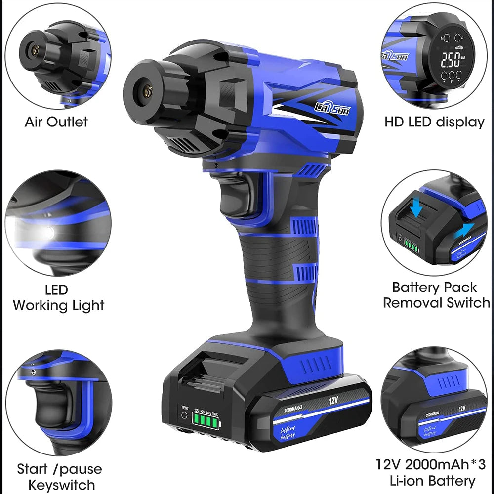 bomba de ar do carro Carsun, bomba inflável sem fio portátil portátil recarregável compressor de ar digital carro automático pneu inflator