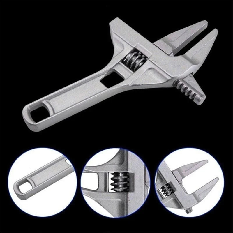 Mini Adjustable Bathroom Adjustable Wrench Strong Clamping Large Open End Multifunctional Aluminum Spanner Bathroom Repair Tool