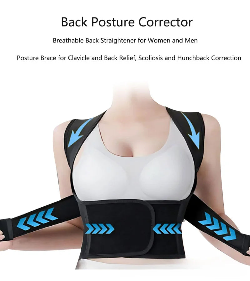 Terapia magnética Back Posture Corrector, apoio ajustável do ombro, correção de postura sentada, respirável e Shaping